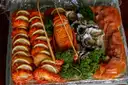 A seafood platter with prawns, oysters, crayfish and smoked salmon