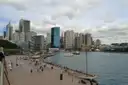 The Circular Quay waterfront with a promenade, harbour and city towers behind