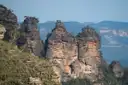 The Three Sisters rock towers seen from near Echo Point